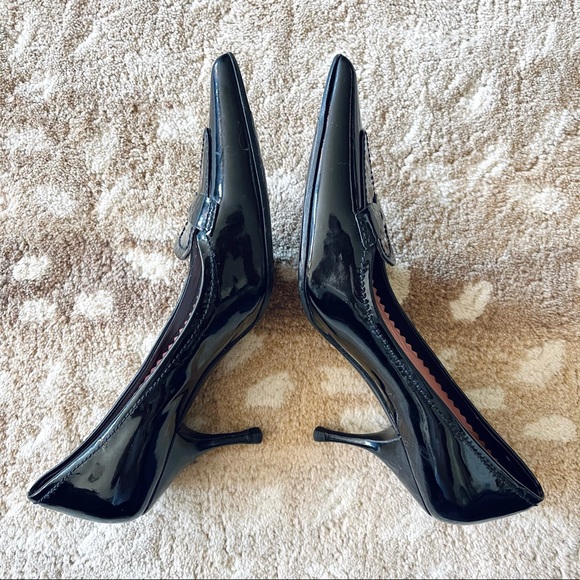 Miu Miu Black Patent Leather Pointy Toe Heels Size 37 1/2 - Picture 3 of 14